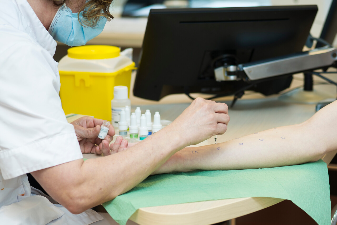 Huidpriktest met allergenen bij Allergie polikliniek Gelre Zutphen