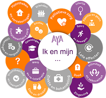 Ik en mijn … - gespreksthema’s om zorgbehoefte AYA in kaart te brengen (bron: AYA Zorgnetwerk)